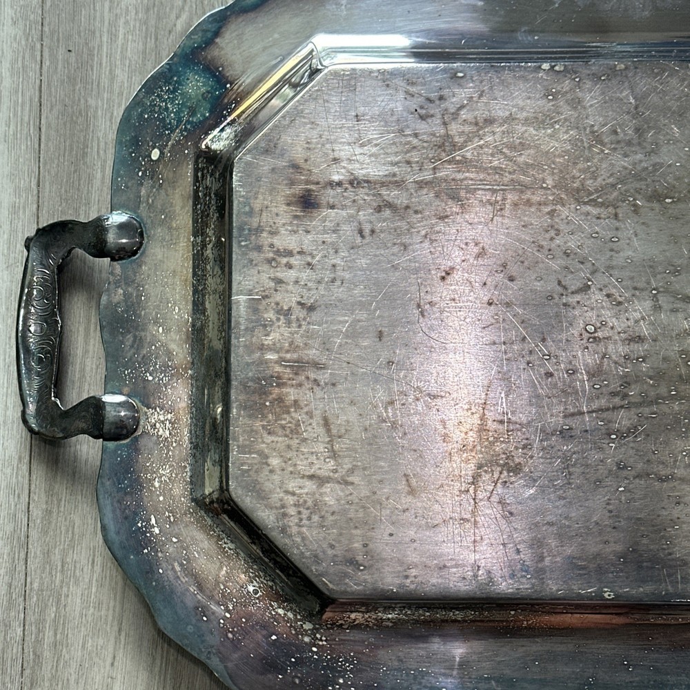 Vtg Continental Silver Co Inc 2955 Copper Base Serving Tray Grapevine Pattern