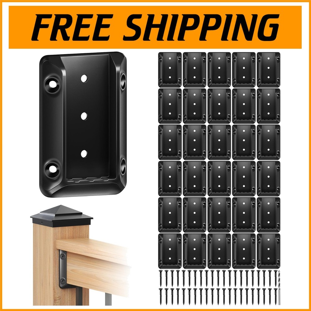 Durable Deck Railing Connectors for 2"x4" Wood Post - 30 Brackets & Screws