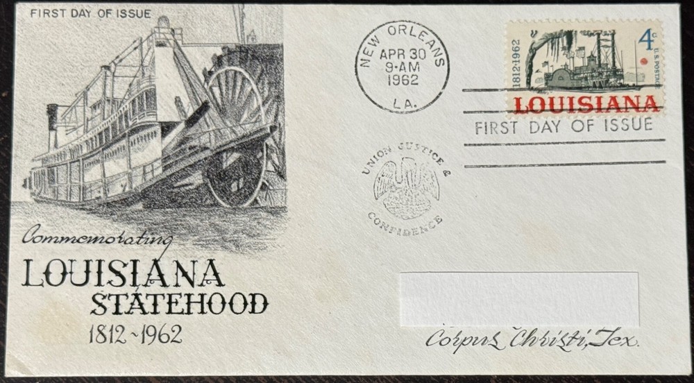 FDC Commemorating : LOUISIANA STATEHOOD - 150 years w/Personalized Cachet