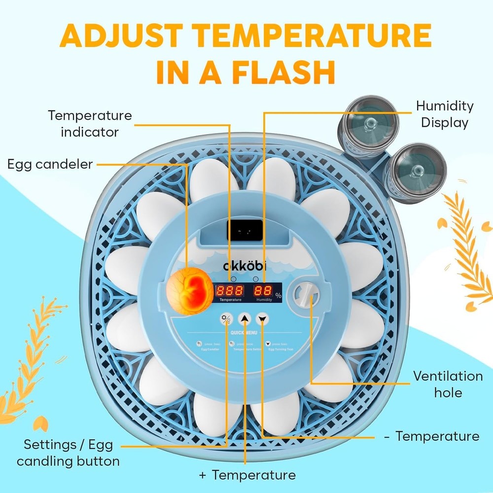 12 Egg Incubator with Automatic Egg Turning and Humidity Control – Egg Incuba...