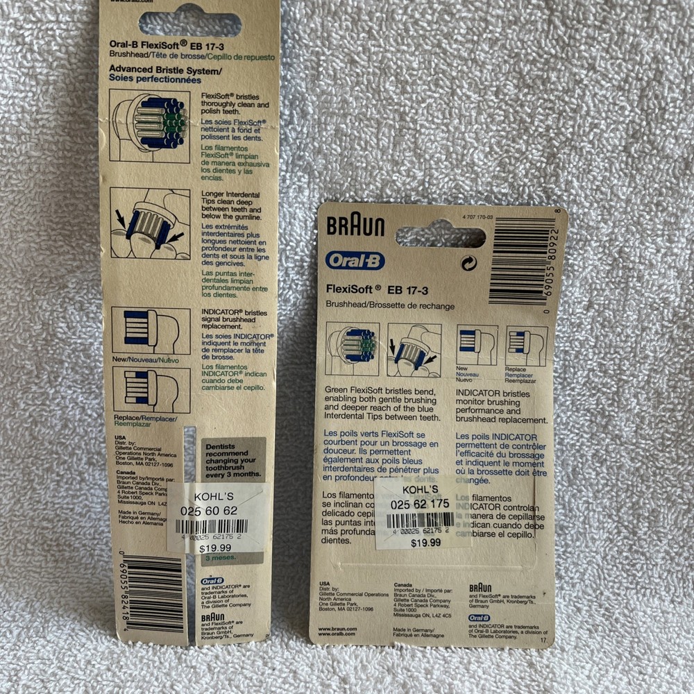 Oral-B Flexisoft Flexi-Soft Replacement Toothbrush Heads Refills EB 17-3