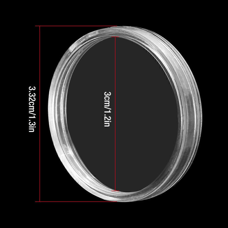 100 Pcs 30mm Clear Coin Capsule Round Plastic Holder Container Storage Box Case