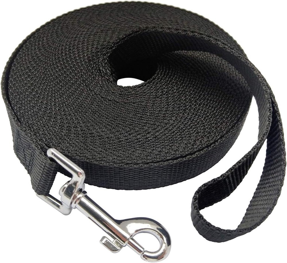 Strong Nylon Dog Training Leash - 1" x 50ft - Black - Multiple Sizes
