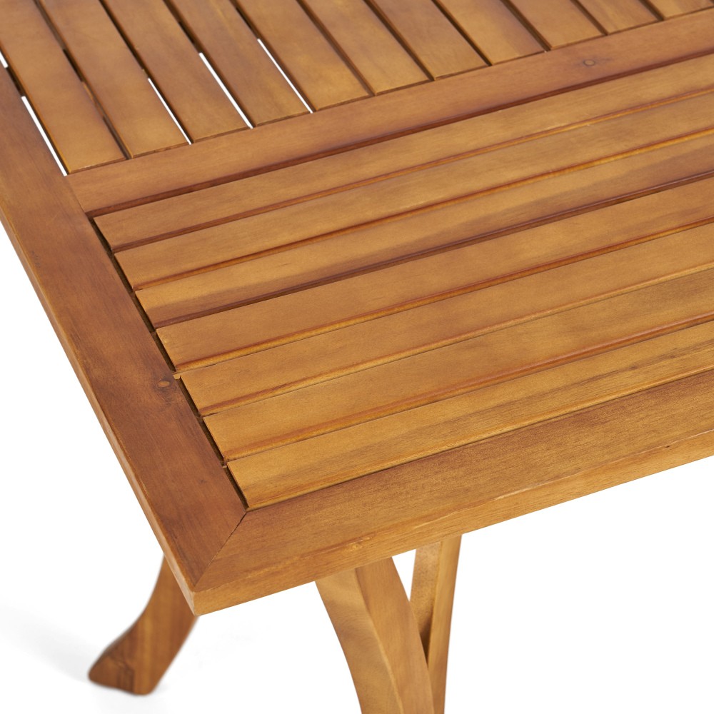 Rectangular Acacia Wood Dining Table 59" Outdoor, Teak Finish, Water Resistant