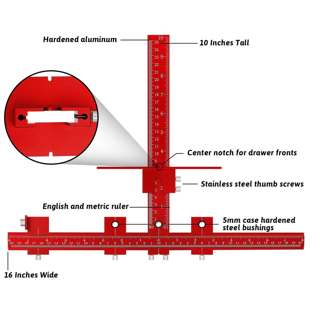 Cabinet Hardware Handle Jig,True Position Cabinet Installation Tools with Dri...