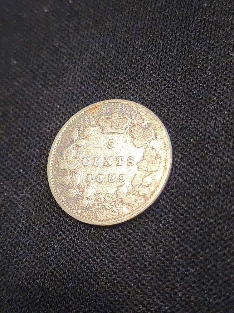 1889 Canada 5 Cents Silver Coin