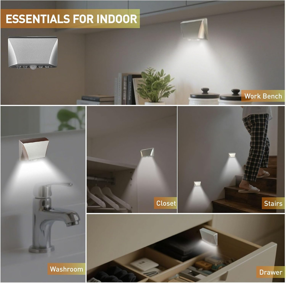 Silver Motion Sensor Keyhole Light - Automatic On/Off Infrared LED, Suitable for