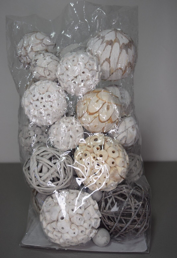 Wicker Rattan Nuts Collection of Table Centerpiece Decor Decorative Spheres