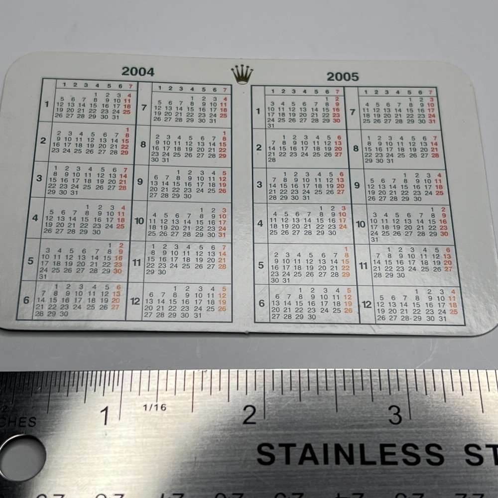 Authentic Rolex Calendar Card 2004 - 2005