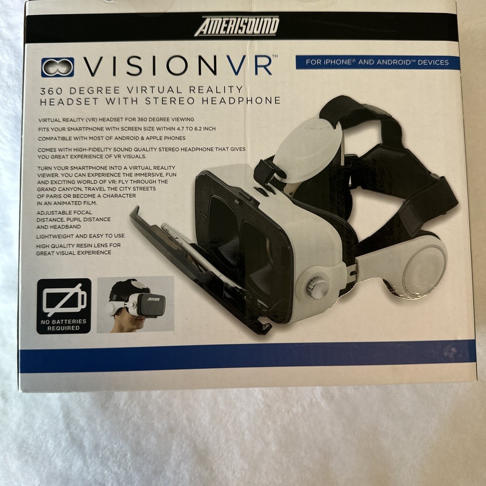 Amerisound VisionVR Virtual Reality Headset w/ Stereo Headphone - iPhone Android