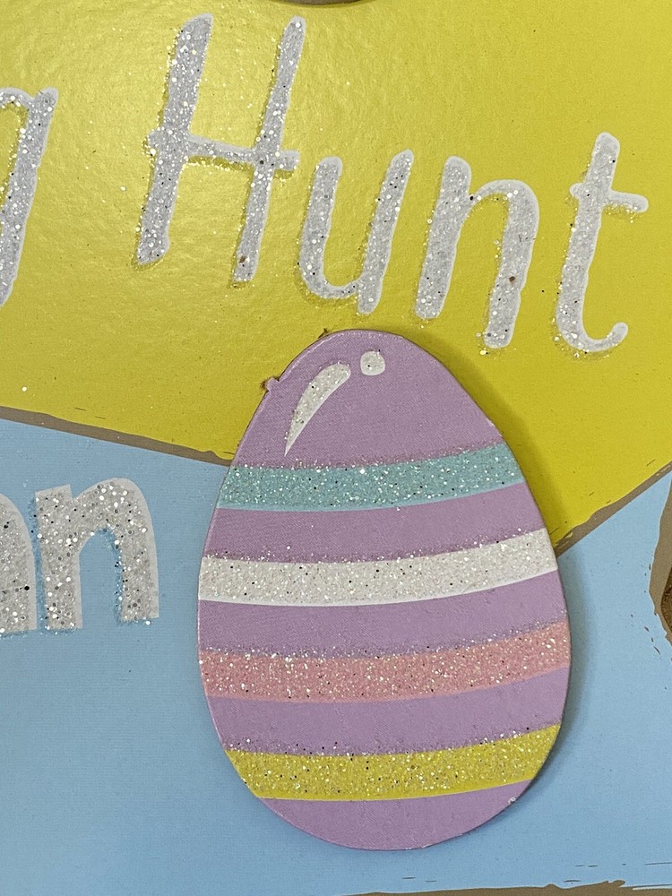 Stacked Directional Easter Wall Signs Glittery Welcome Easter Decor Bunny Eggs