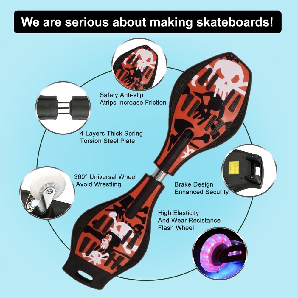 Caster Board Skateboard, Compact and Lightweight Caster Board Deluxe Junior C...