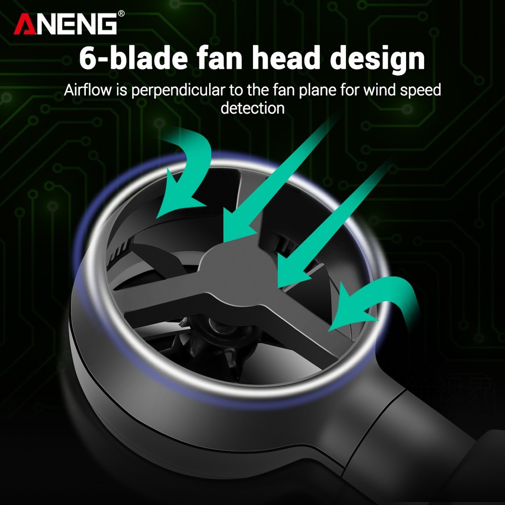 ANENG GN301 Digital Anemometer Wind Speed Meter Temperature LCD Backlight