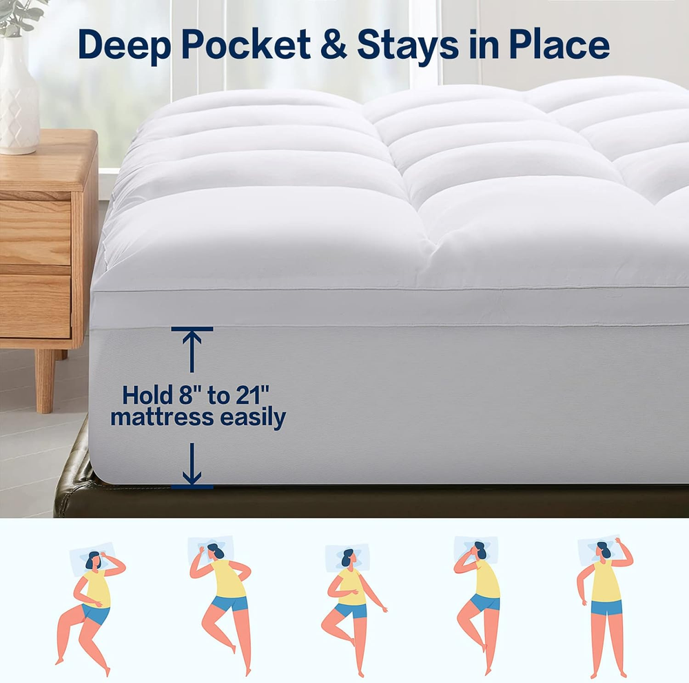 Mattress Topper Queen Size Extra Thick Mattress Pad 8-21" Deep Pocket Soft down