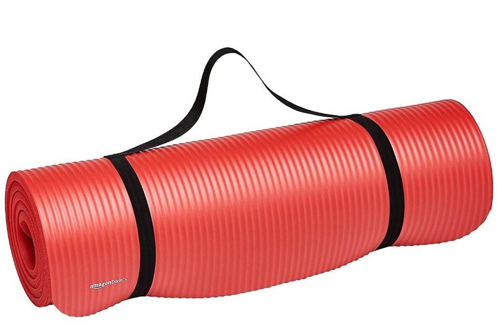Amazon Basics 1/2-Inch Extra Thick Exercise Yoga Mat, red