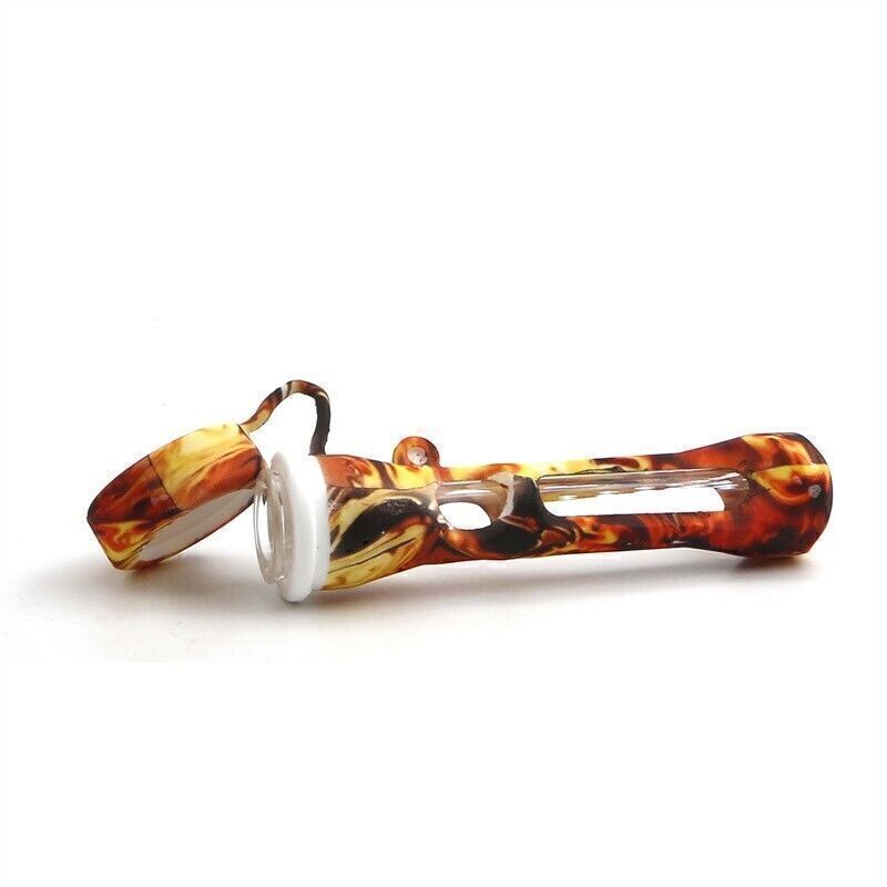 10pcs Bulk Pack Portable Capped Silicone Cigarette Pipe Randomized Printing