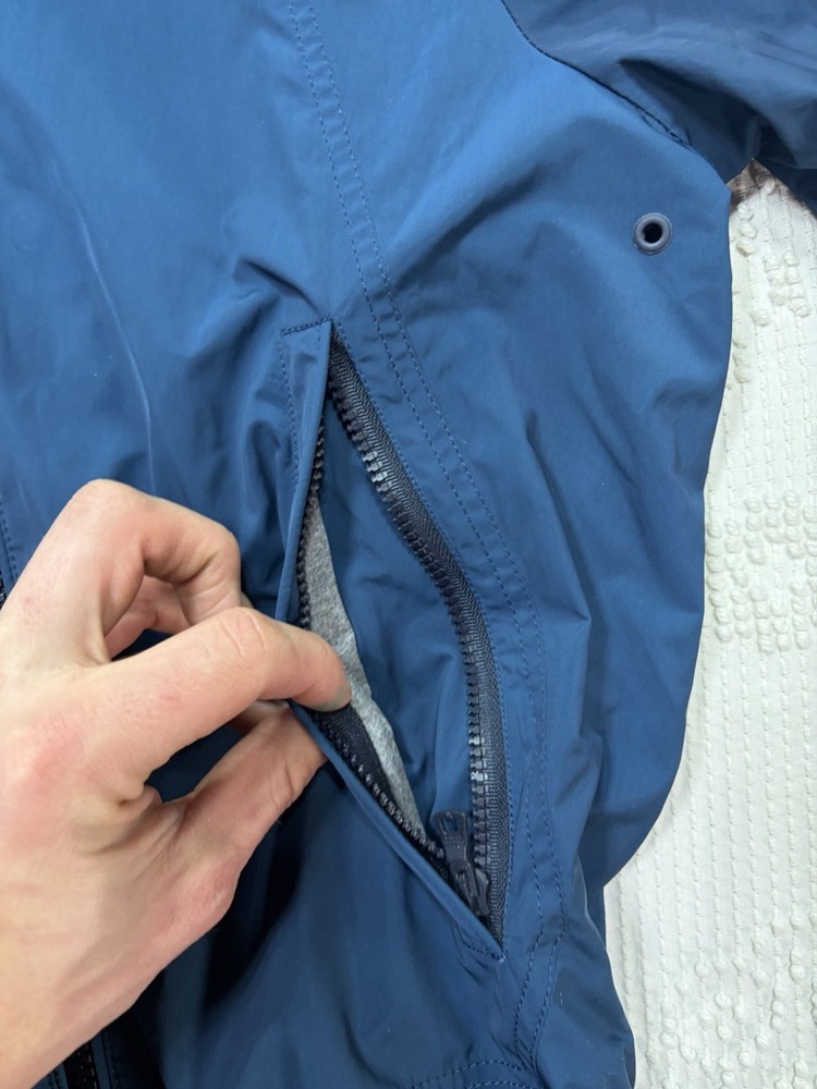Orlebar Brown Shell Bomber Jacket Men Medium Stowable Hood Blue Full Zip