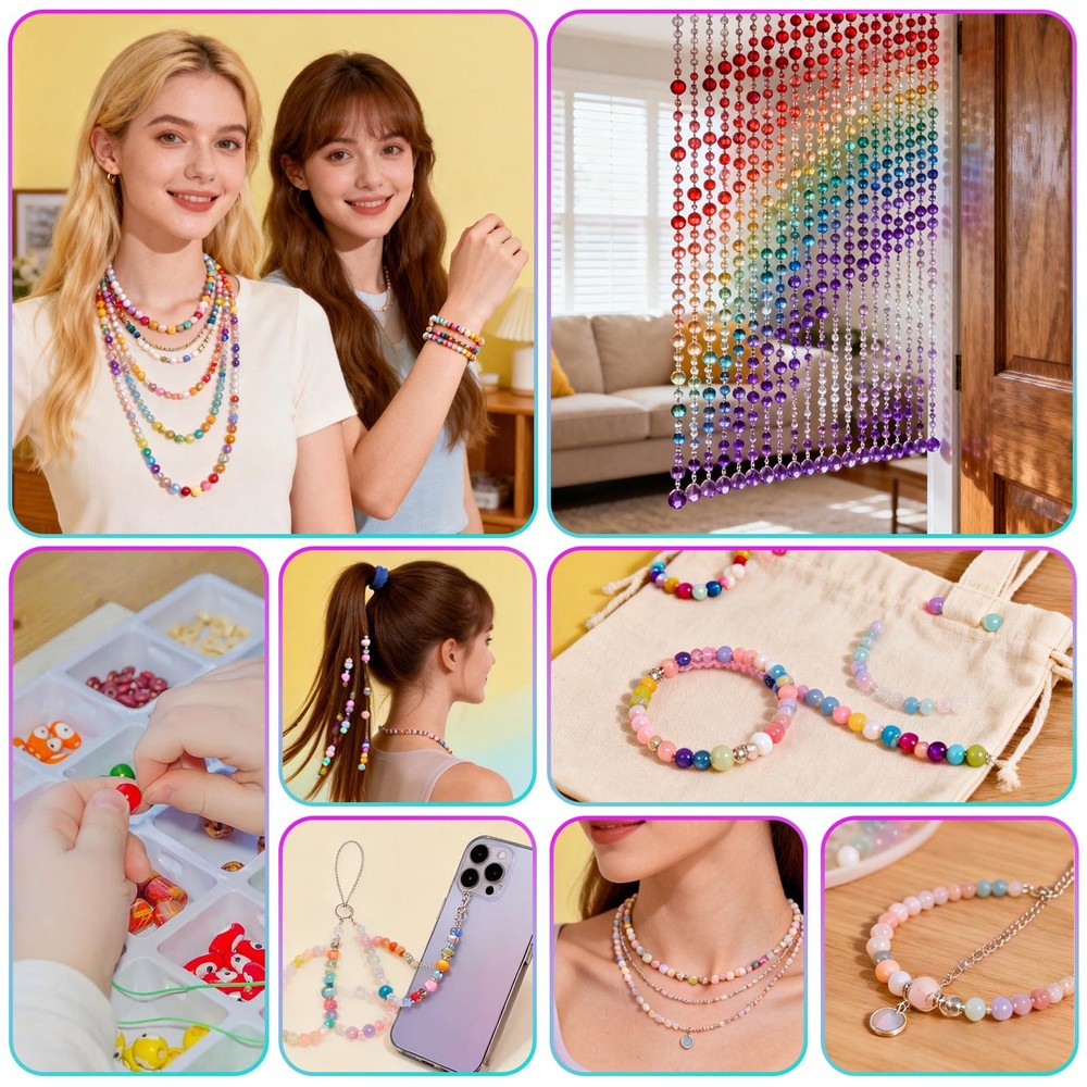 8pcs Elastic String Bracelet Making Kit, Stretchy Bracelet String (786 ft Tot...