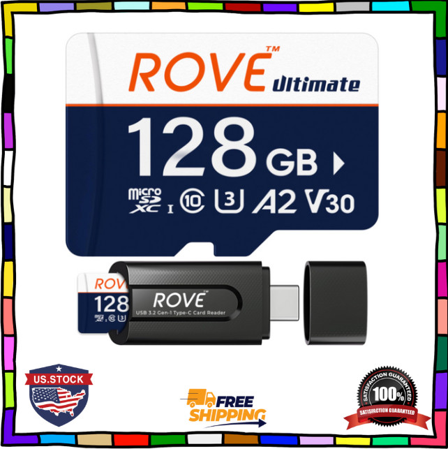 ROVE Ultimate Micro SD Card microSDXC 128GB Memory Card with USB 3.2 Type C