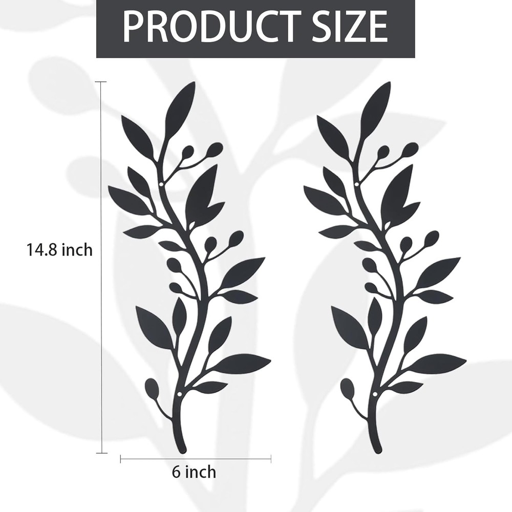 2 Pieces Metal Vine Olive Branch Leaf Wall Decor,Tree Leaf Wall Decor