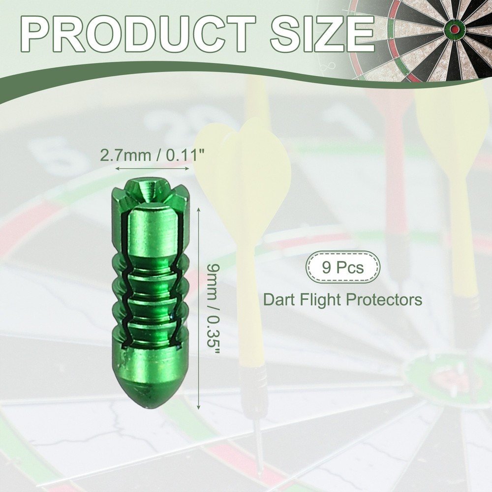 9 Pcs Dart Flight Protectors Fixed 90 Degrees Wing Savers Protects, Green