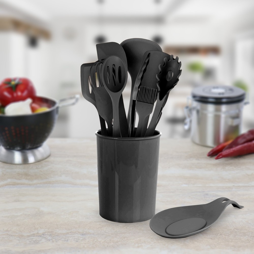 MegaChef Black 12 Piece Silicone Cooking Utensils