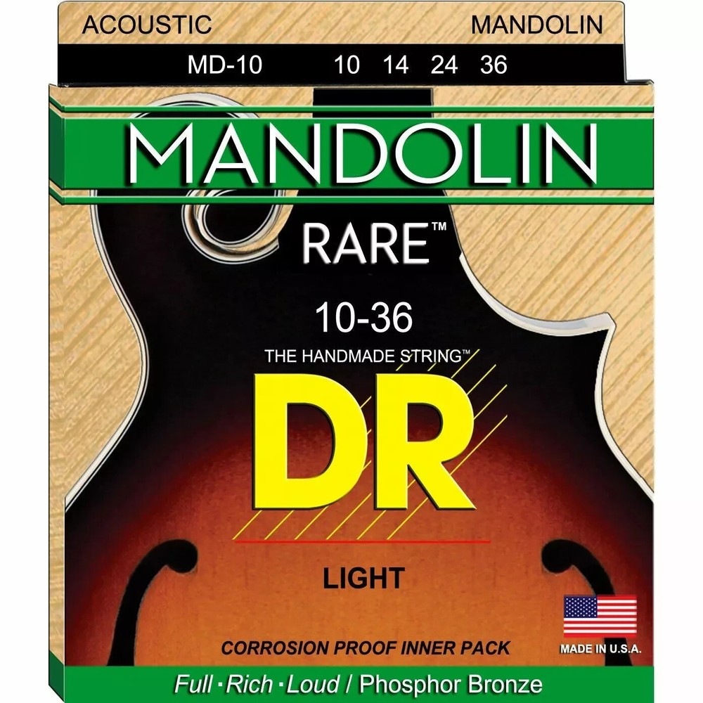 DR Strings MD-10 Rare Mandolin Light Phosphor Bronze Strings 10-36