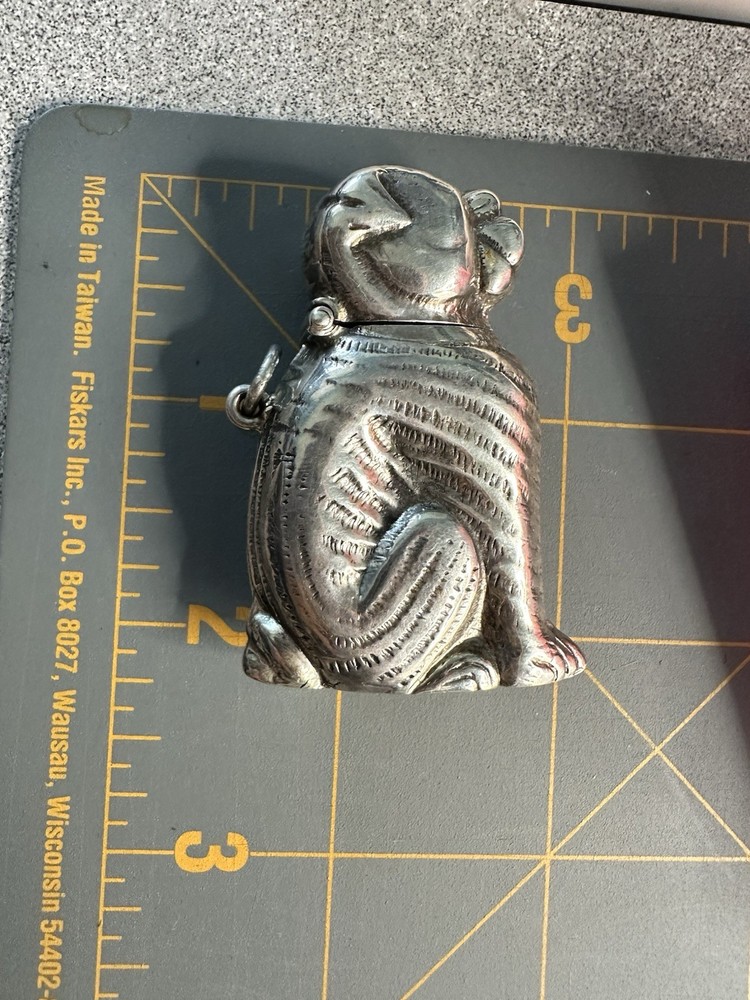 Sterling Silver Dog Match Safe Vesta