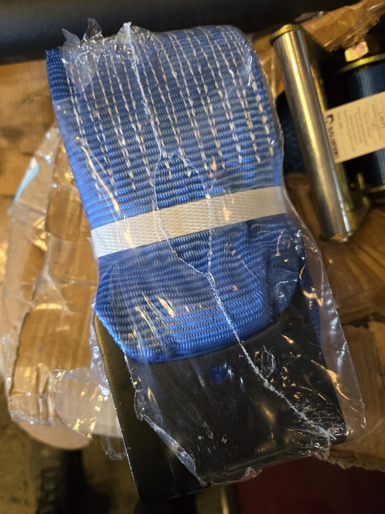 SALUINOKI Blue Polyester Tie Down Strap 5500 lbs WLL 30 ft x 4in 11000 lbs BS