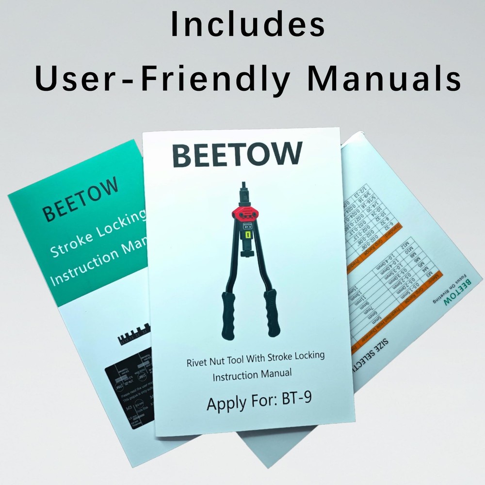 BEETOW Professional Rivet Nut Tool Kit – 16'' Rivnut Gun with 15 SAE &...