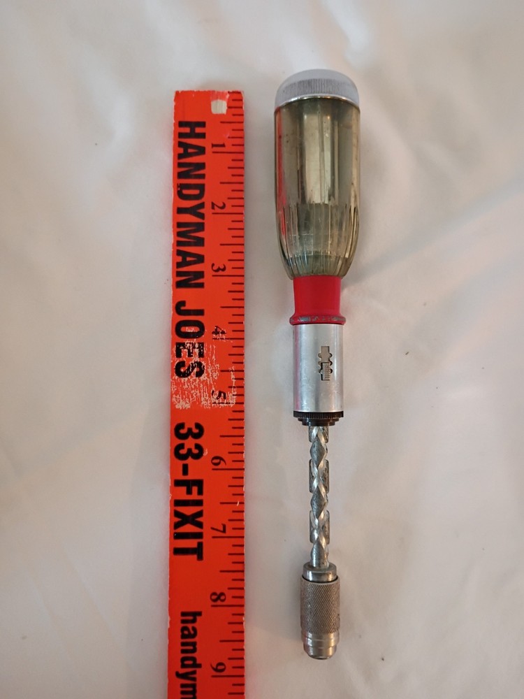 Vintage Yankee Handyman Reversible Push Driver Drill with 5 Bits EUC