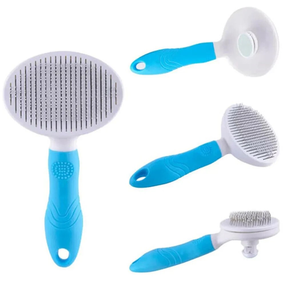 Pet Grooming Brush: Self-Cleaning Slicker Comb with Massage Function