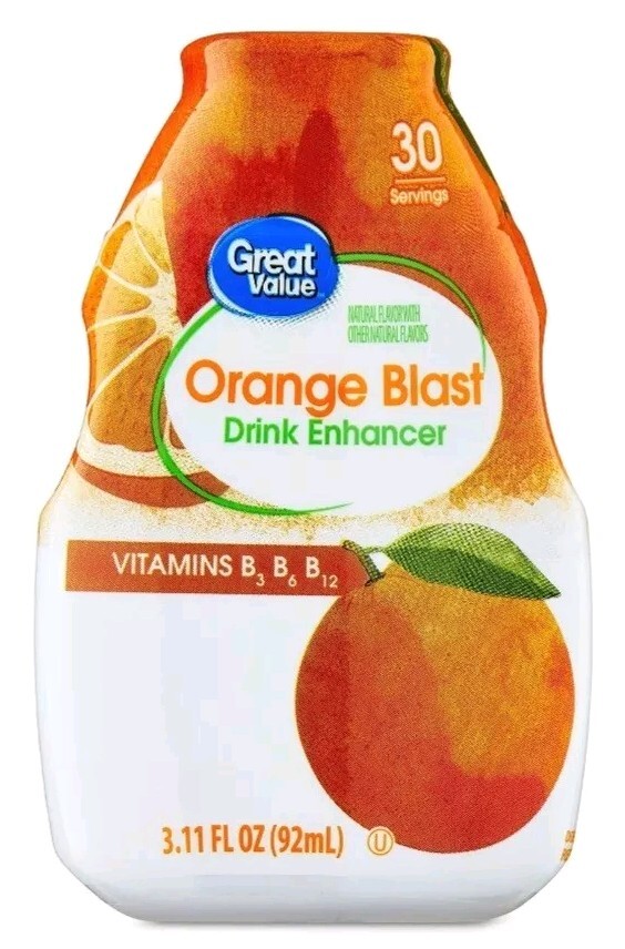 3 Pack Great Value Orange Blast Liquid Drink Enhancer Mix 90 Servings