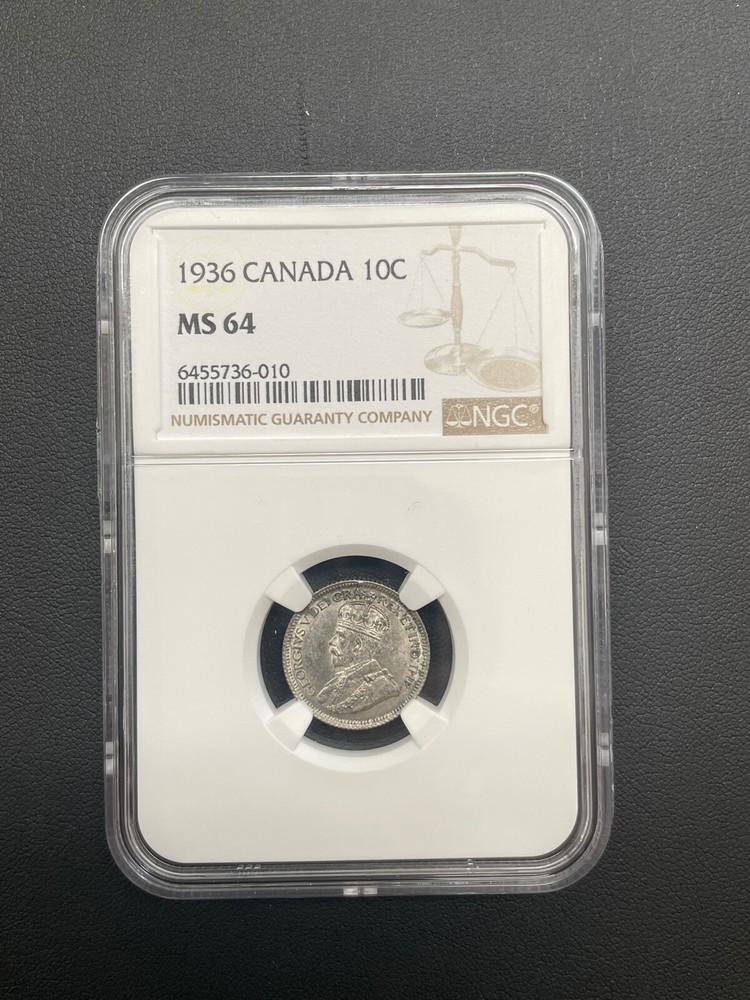 1936 Canada 10 cent MS 64 NGC Certified