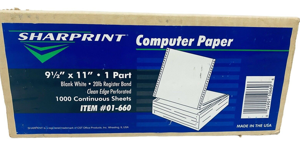 600 + Pages Vintage Computer Printer Paper Continuous Dot Matrix Printer White