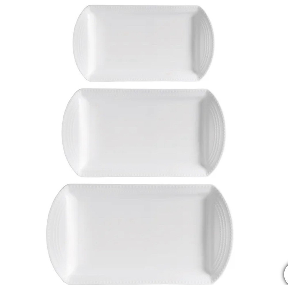 Mikasa, 3 Pc - Bone China "Nellie" Oval Platter Set | White