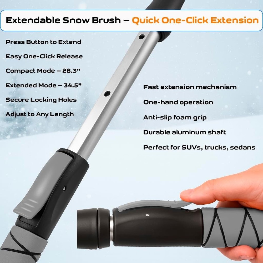 Winter-Ready Ice Scraper & Snow Brush Combo - Detachable & Easy to Store