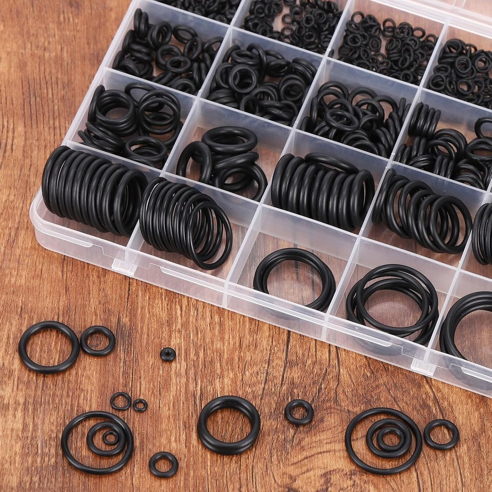 500 Pcs 20 Sizes O Ring Kit,Rubber O-Ring Assortment Kit, Rubber Black