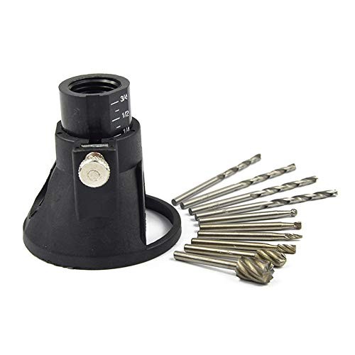 Rotary Multi Tool Cutting Guide Attachment Kit with HSS Router Drill Bits...