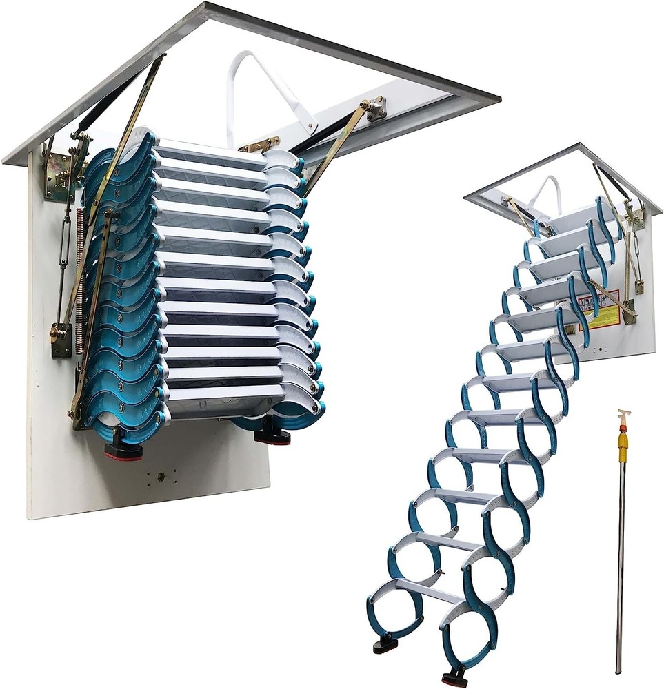 Attic Ceiling Folding Loft Ladder,Hidden Loft Stairs,Max9.8ft Pulldown Extension