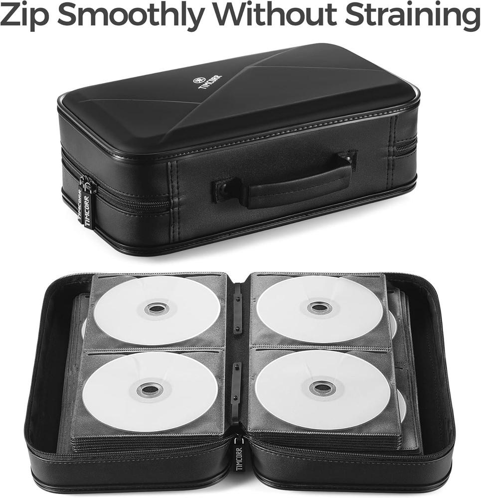 CD Case DVD Holder Storage: 144 Capacity Cases Organizer Portable Black