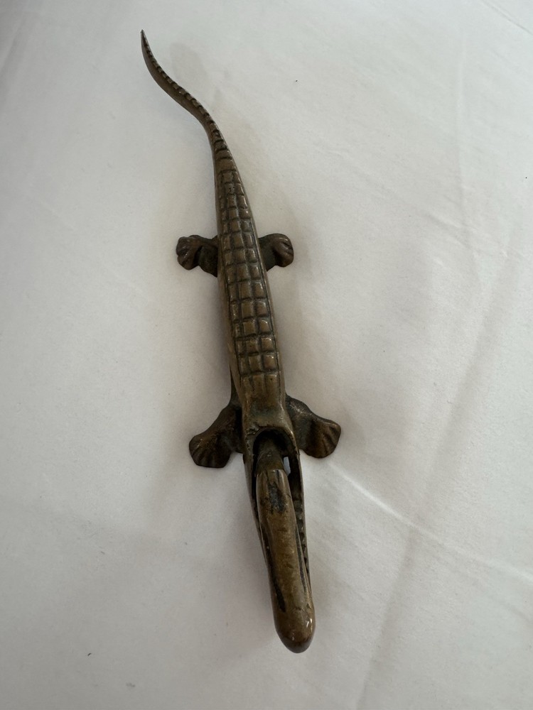 Brass Metal Nut Cracker Alligator Shape 6.5" Vintage