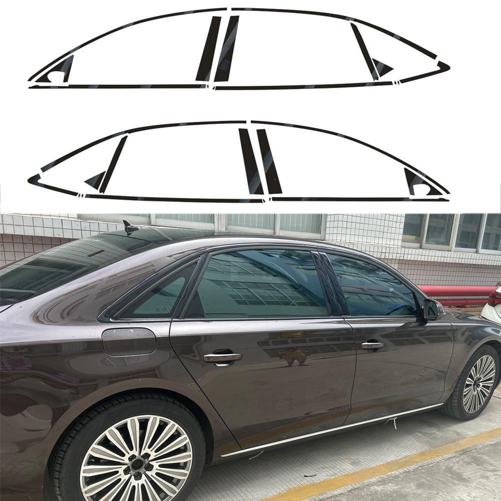 Glossy Black Chrome Delete Window Trims For Audi A8 S8 D4 2011-2017