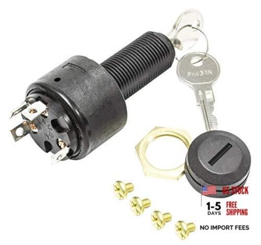MP41040, Ignition Switch - 4 Knurled Black Plastic with Rubber Cap 4 Screw Tab
