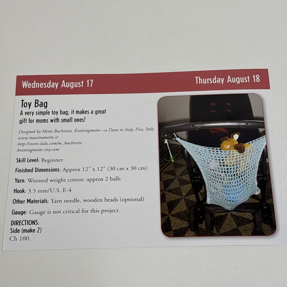Toy Bag Crochet Pattern Cards Pages