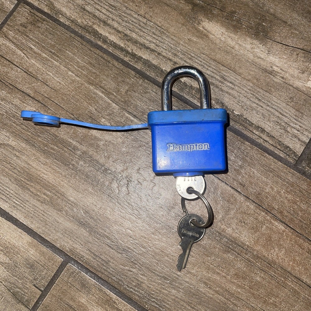 Padlock with Blue Weather Protective Shell/Coating Hampton Brand 2 Keys