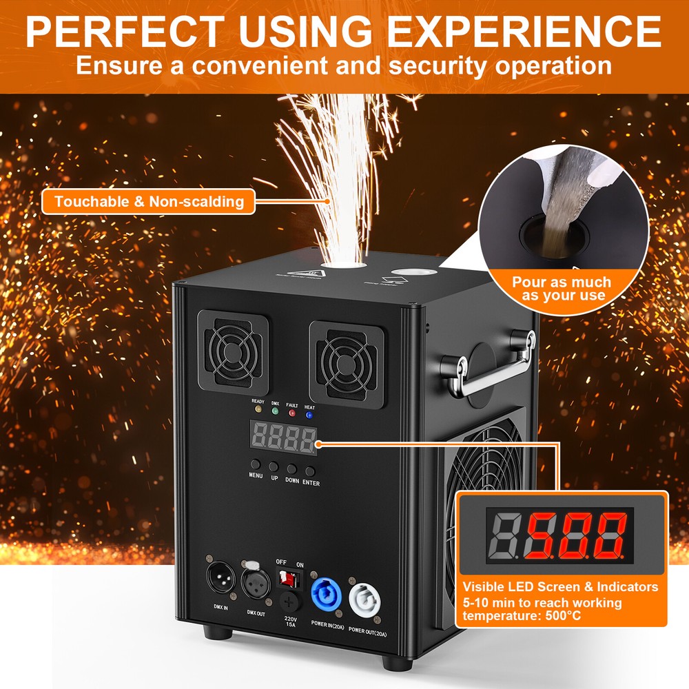 700W Cold Spark Firework Machine DMX Stage Effect Wedding DJ Party w/Flight Case
