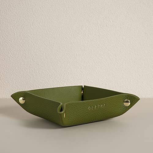 Aesthetic Scrunchie Holder Organizer, Small Decorative Tray for Coffee 1 Green