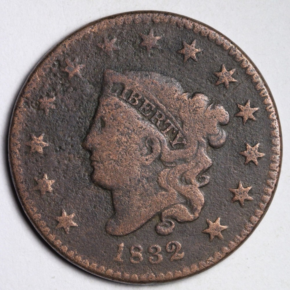 1832 Coronet Head Large Cent CHOICE FINE E139 YCH