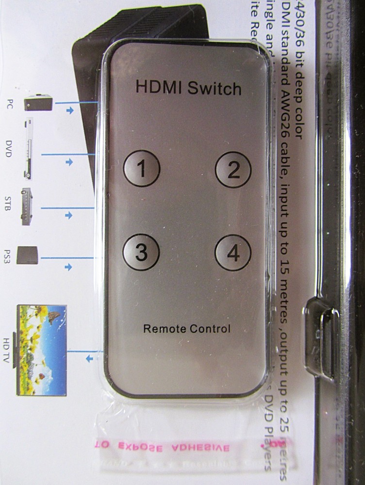 NEW~A-TECH HDMI SWITCH 4x1 w/REMOTE & CABLE